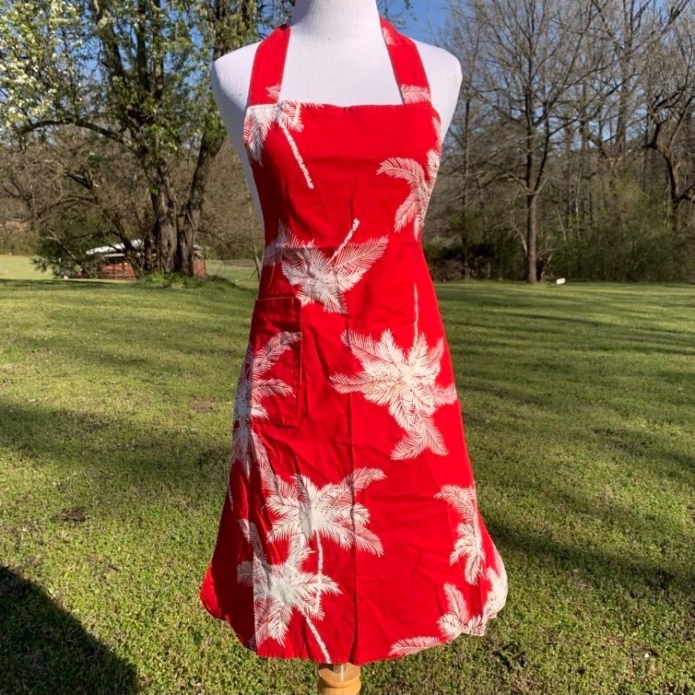 Vintage? Homemade Palm Tree Print Kitchen Apron!